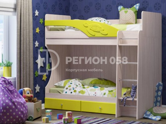 2-ярусная кровать Бемби МДФ (фасад 3D) (Регион 058)